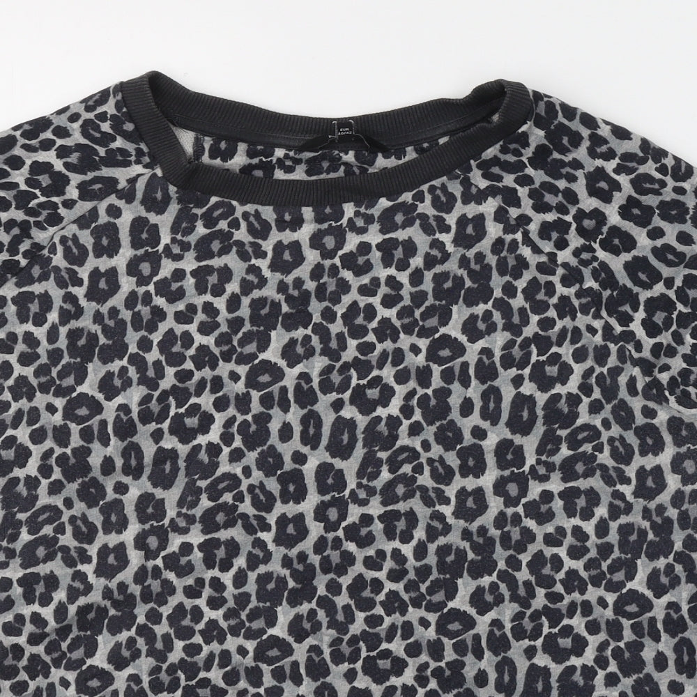 NEXT Womens Grey Animal Print Cotton Pullover Sweatshirt Size M  Pullover