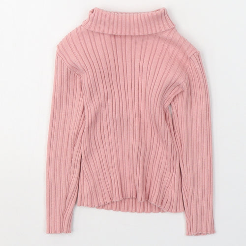 Nutmeg Girls Pink  Cotton Jersey Casual Size 2-3 Years Roll Neck Pullover