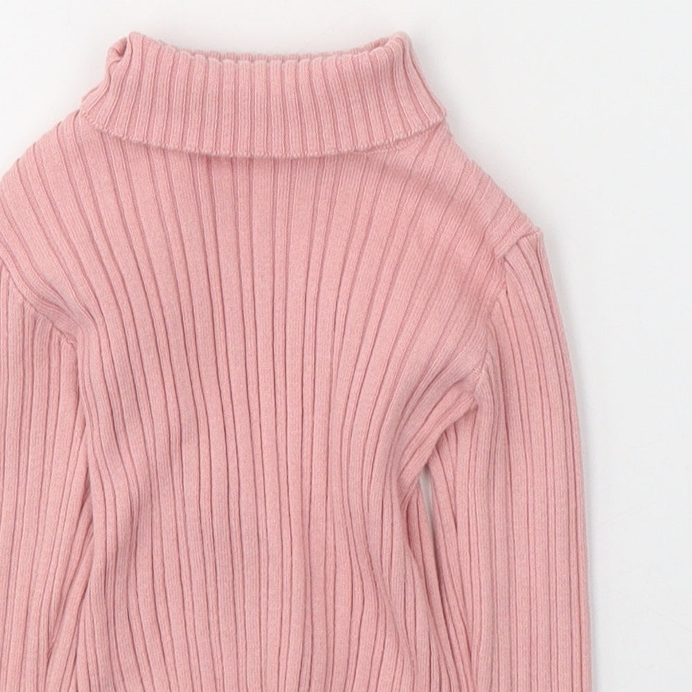 Nutmeg Girls Pink  Cotton Jersey Casual Size 2-3 Years Roll Neck Pullover