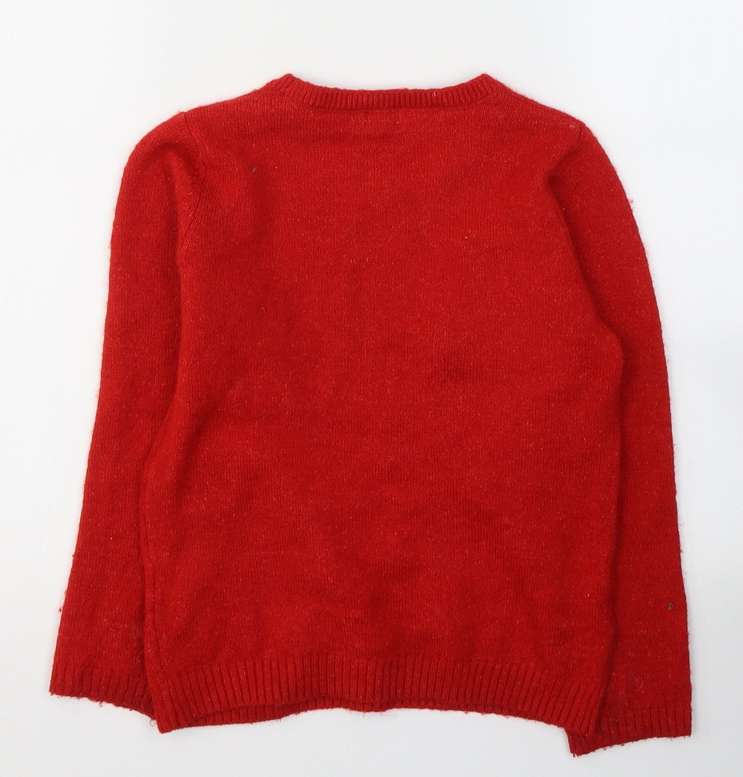 F&F Girls Red Round Neck  Polyester Pullover Jumper Size 6-7 Years  Pullover - Christmas jumper