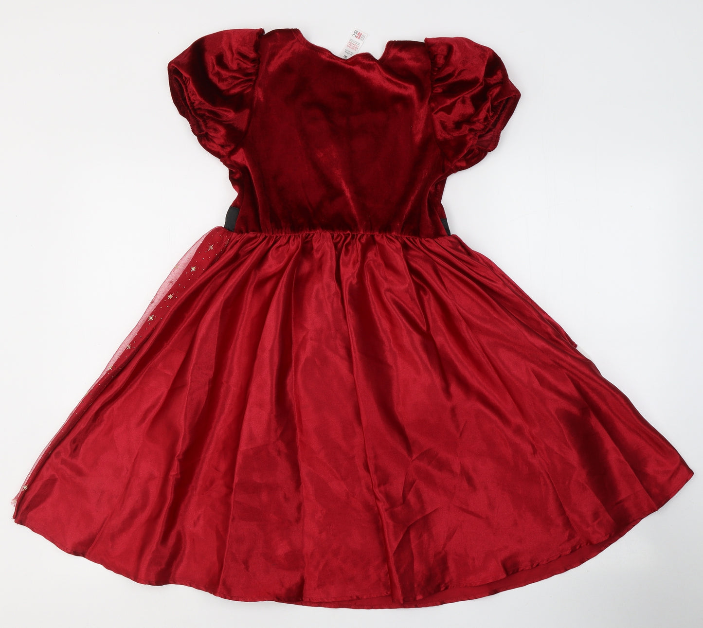 TU Girls Red Geometric Polyester Fit & Flare  Size 9-10 Years  Round Neck Pullover - Christmas Fancy Dress