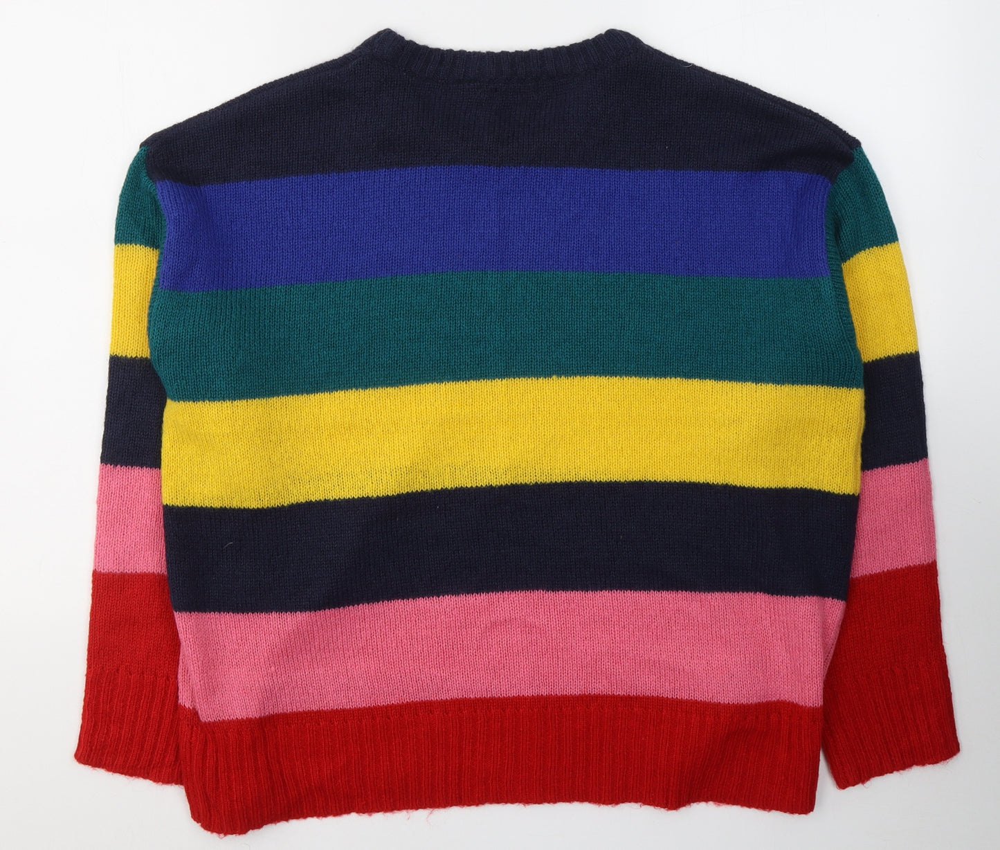 Brave Soul Womens Multicoloured Round Neck Striped Acrylic Pullover Jumper Size 16
