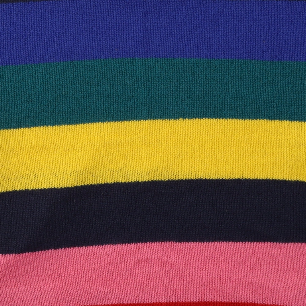 Brave Soul Womens Multicoloured Round Neck Striped Acrylic Pullover Jumper Size 16