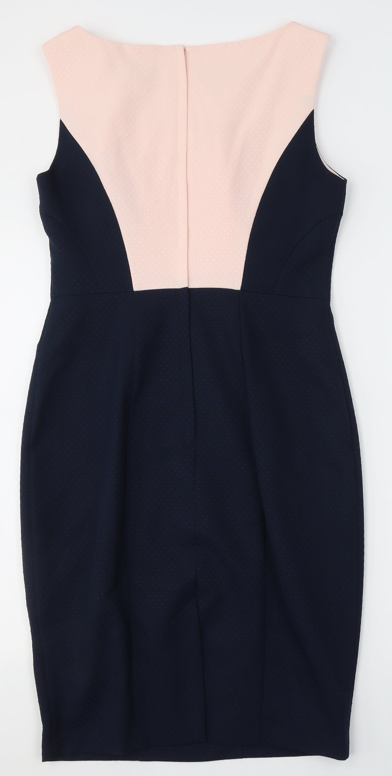 Dorothy Perkins Womens Blue Colourblock Polyester A-Line  Size 10  V-Neck Zip