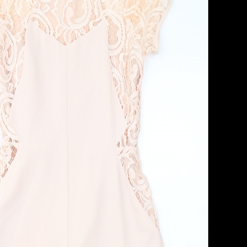 Oasis Womens Pink  Polyester A-Line  Size 8  Round Neck Zip