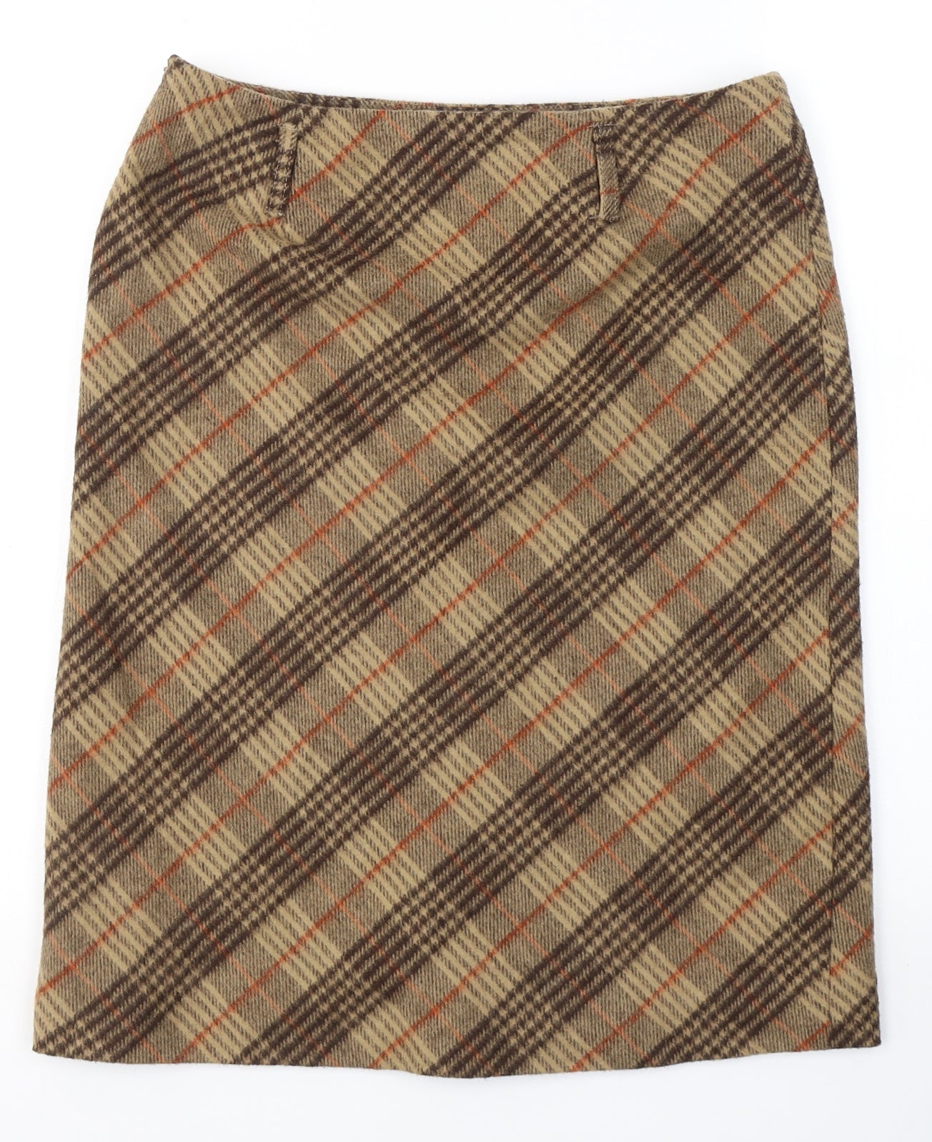 River Island Womens Brown Plaid Polyester A-Line Skirt Size 10   Zip