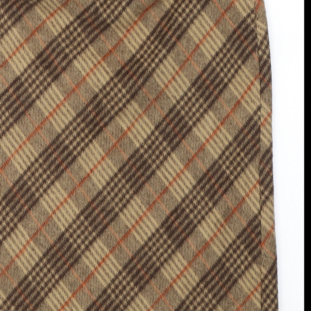 River Island Womens Brown Plaid Polyester A-Line Skirt Size 10   Zip