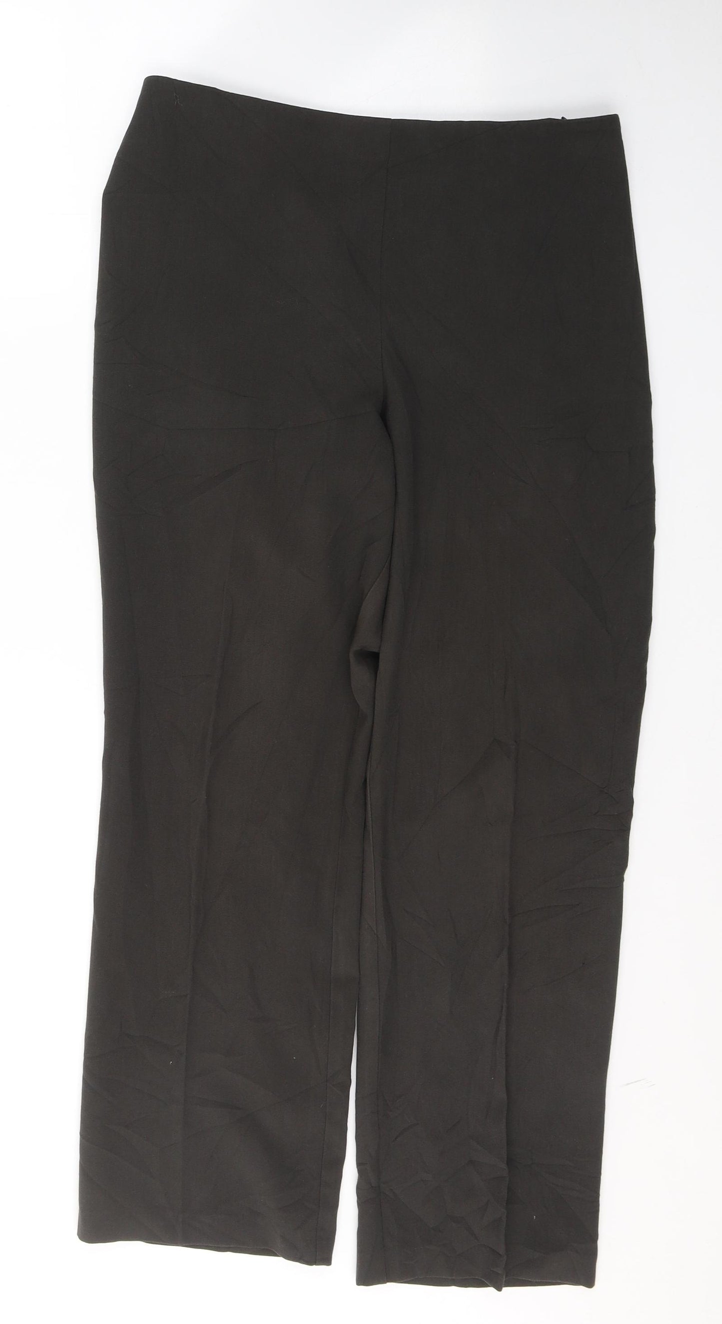 Marks and Spencer Womens Black  Polyester Cropped Trousers Size 12 L26 in Regular Zip