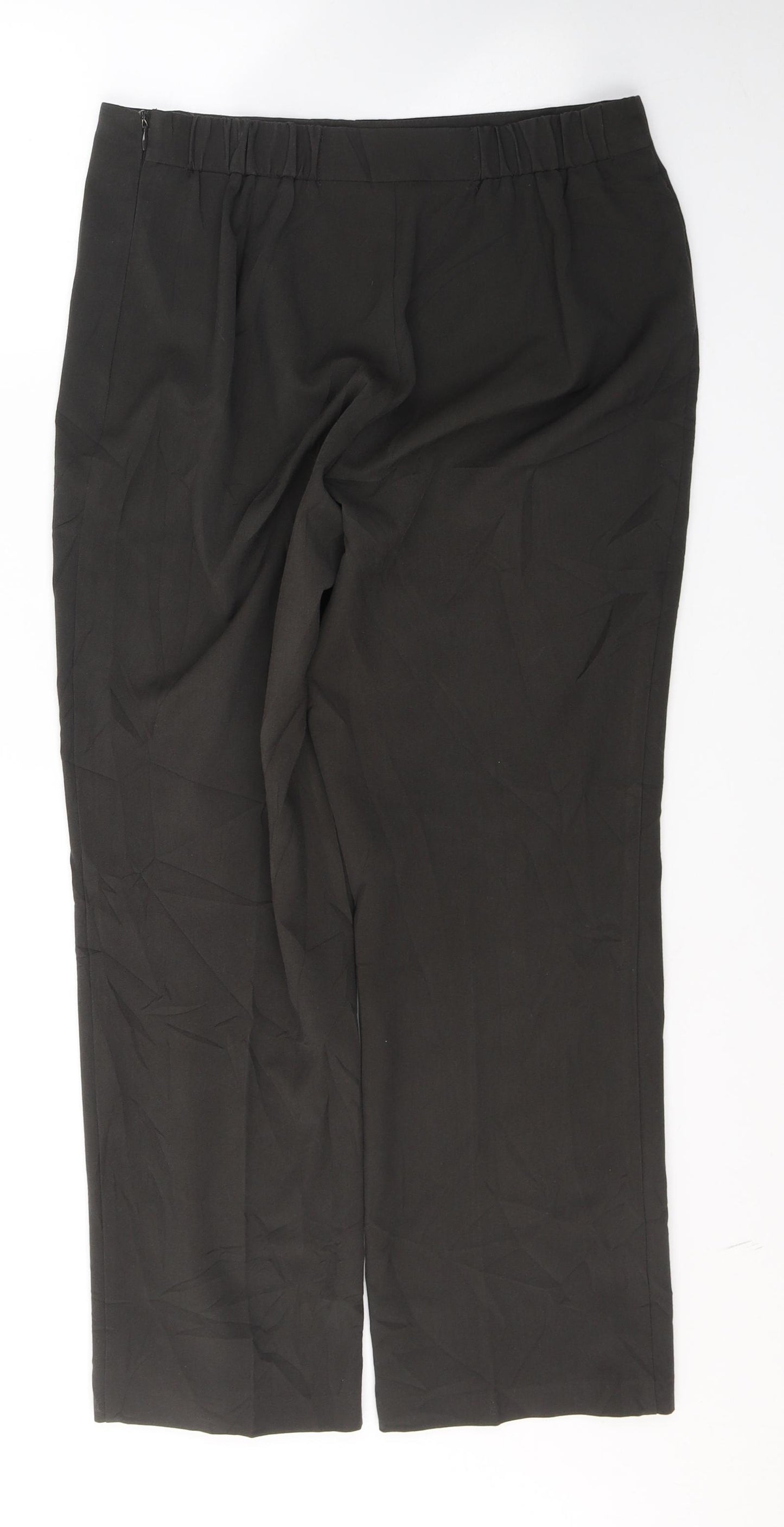 Marks and Spencer Womens Black  Polyester Cropped Trousers Size 12 L26 in Regular Zip