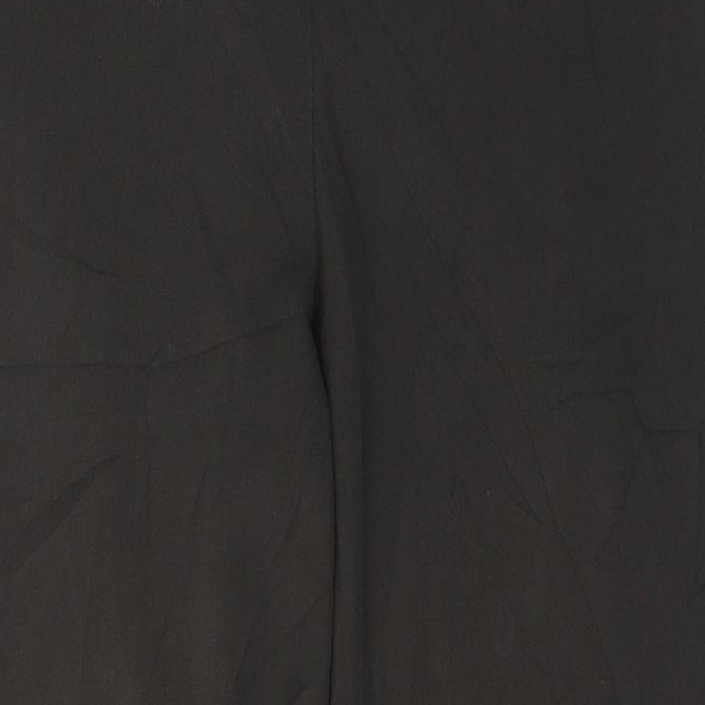 Marks and Spencer Womens Black  Polyester Cropped Trousers Size 12 L26 in Regular Zip