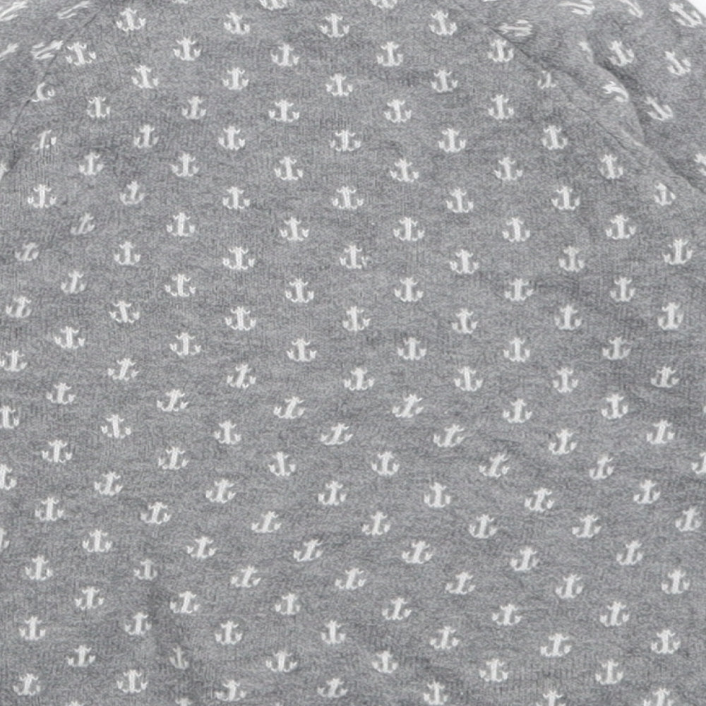 H&M Boys Grey Crew Neck Geometric Cotton Pullover Jumper Size 2-3 Years  Button - Anchor print