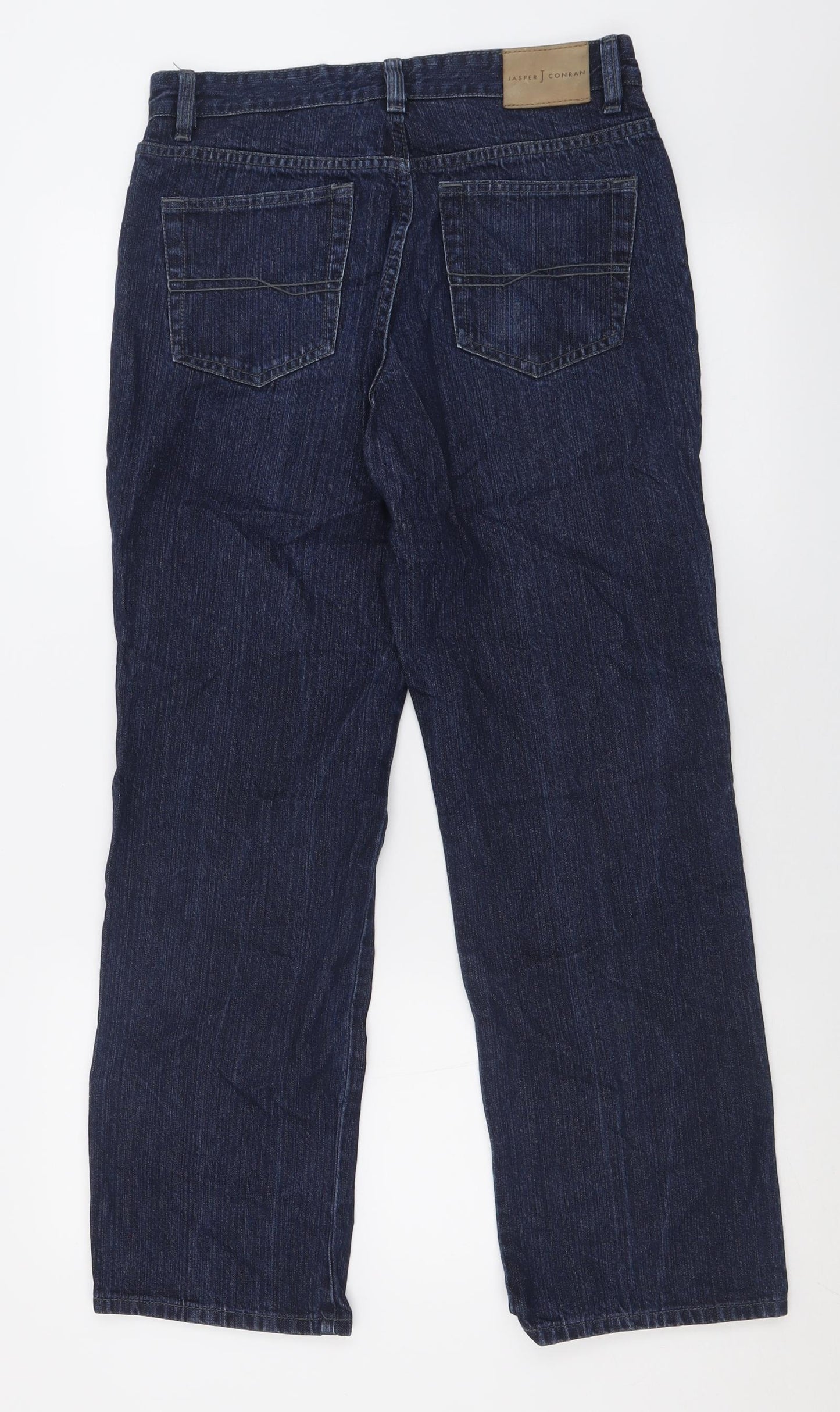Jasper Conran Mens Blue  Cotton Straight Jeans Size 32 L30 in Regular Button - Short Leg