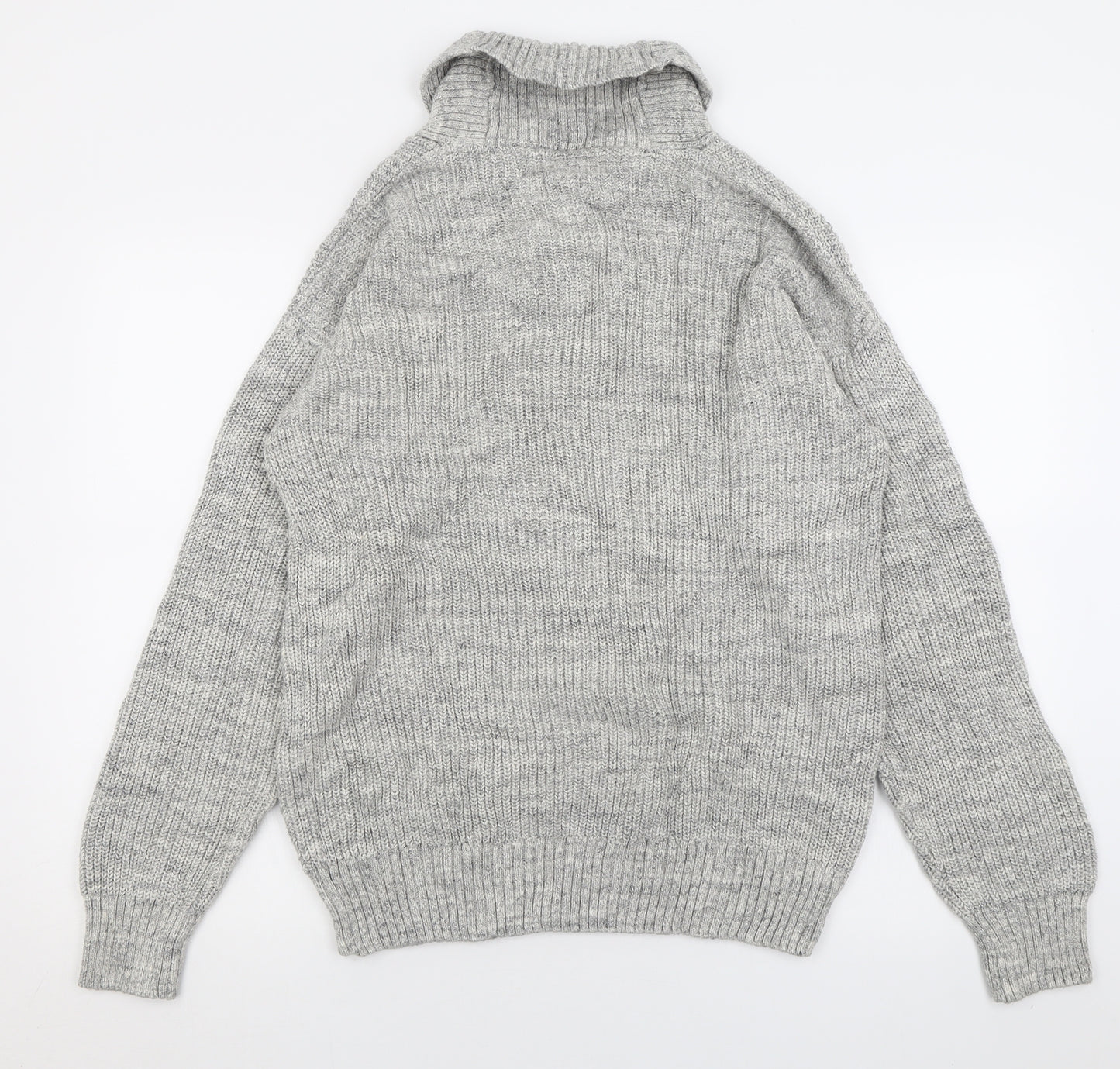 H&M Mens Grey V-Neck  Cotton Pullover Jumper Size M