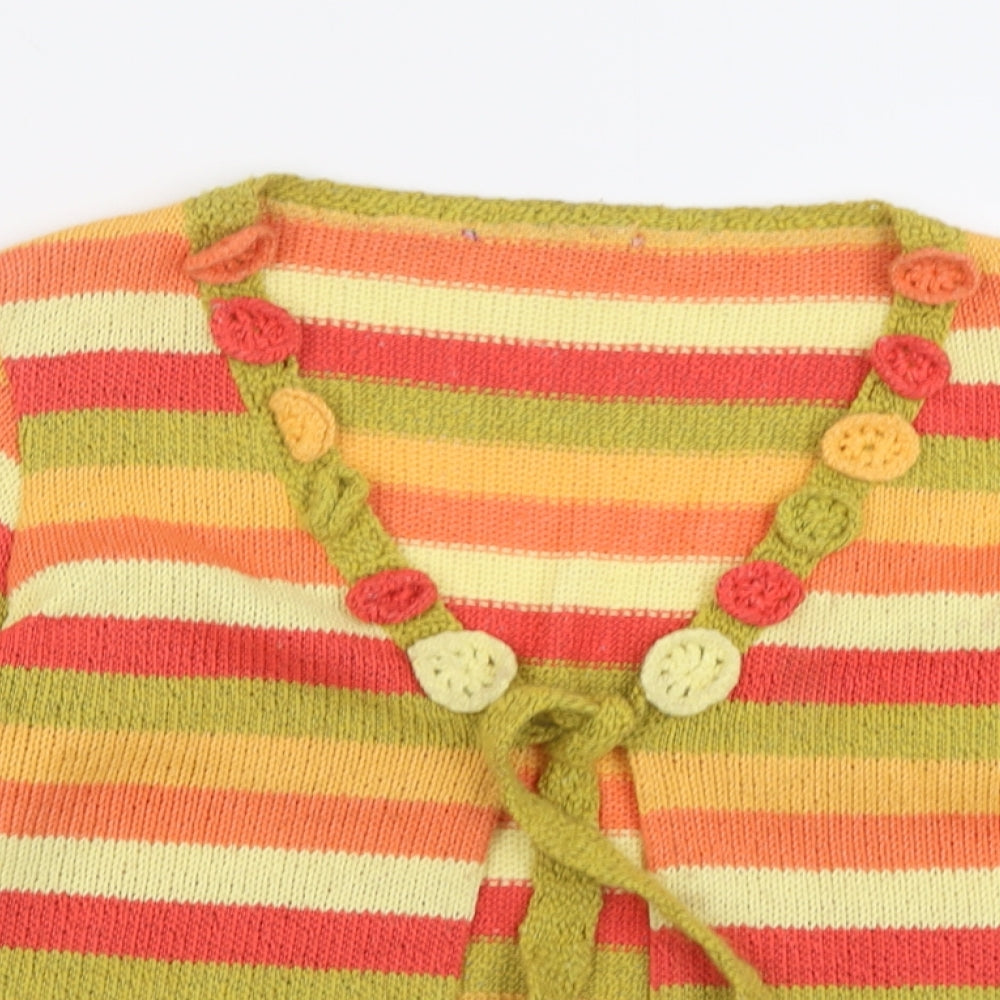 Per Una Womens Multicoloured V-Neck Striped Polyester Cardigan Jumper Size 12