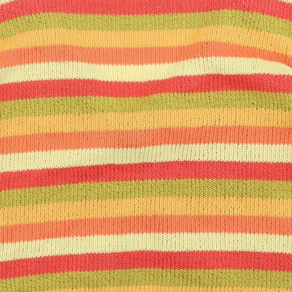Per Una Womens Multicoloured V-Neck Striped Polyester Cardigan Jumper Size 12