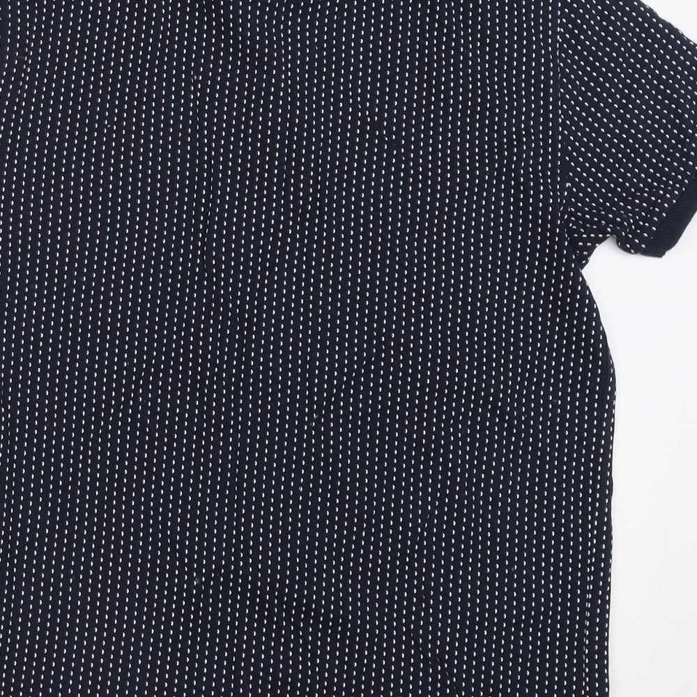 Primark Mens Blue Geometric Cotton  Polo Size S Collared Button