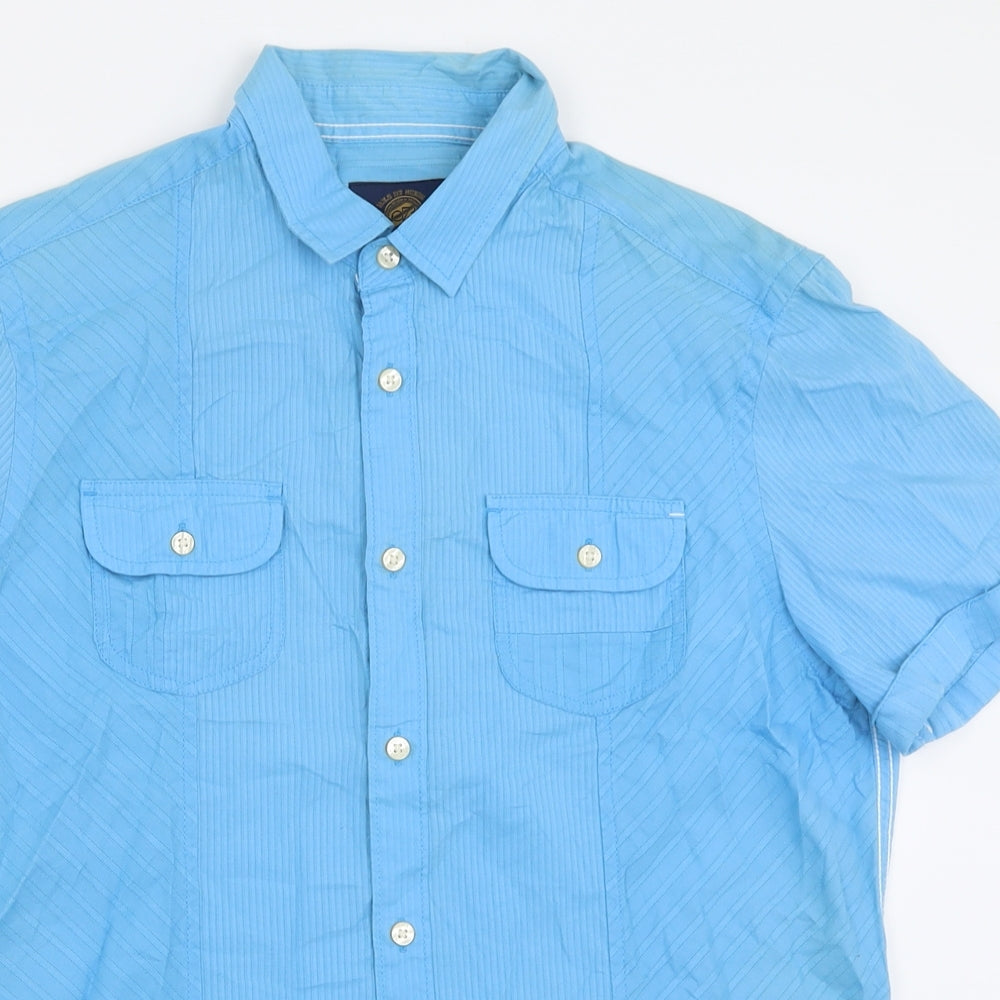Matalan Mens Blue  Cotton  Button-Up Size M Collared Button