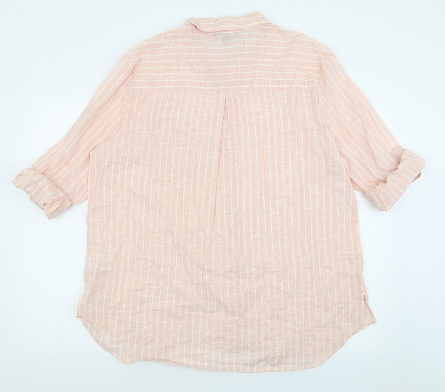 Primark Womens Pink Striped Cotton Basic Button-Up Size 20 Collared