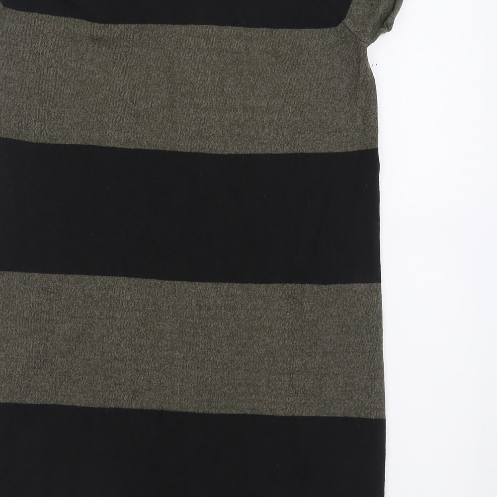 H&M Womens Green Striped Acrylic T-Shirt Dress  Size 12  Crew Neck Pullover