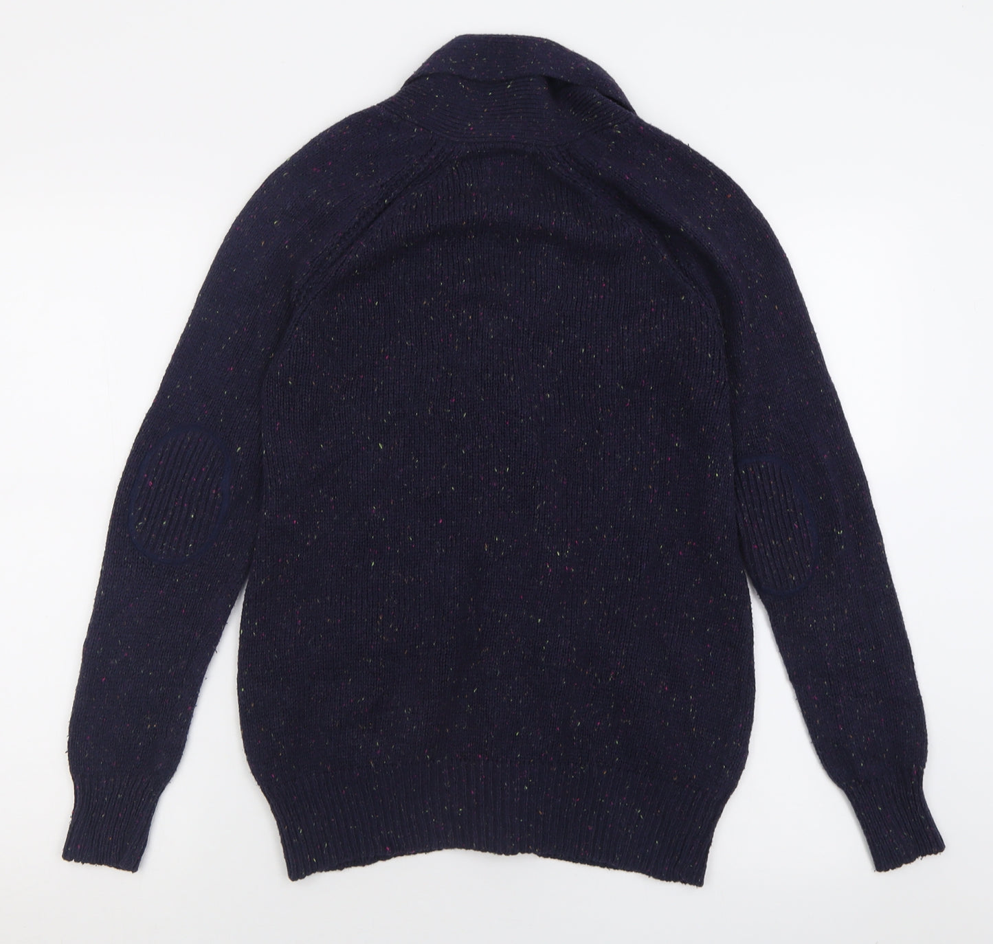New Look Womens Blue V-Neck  Acrylic Cardigan Jumper Size 10   - Flecked