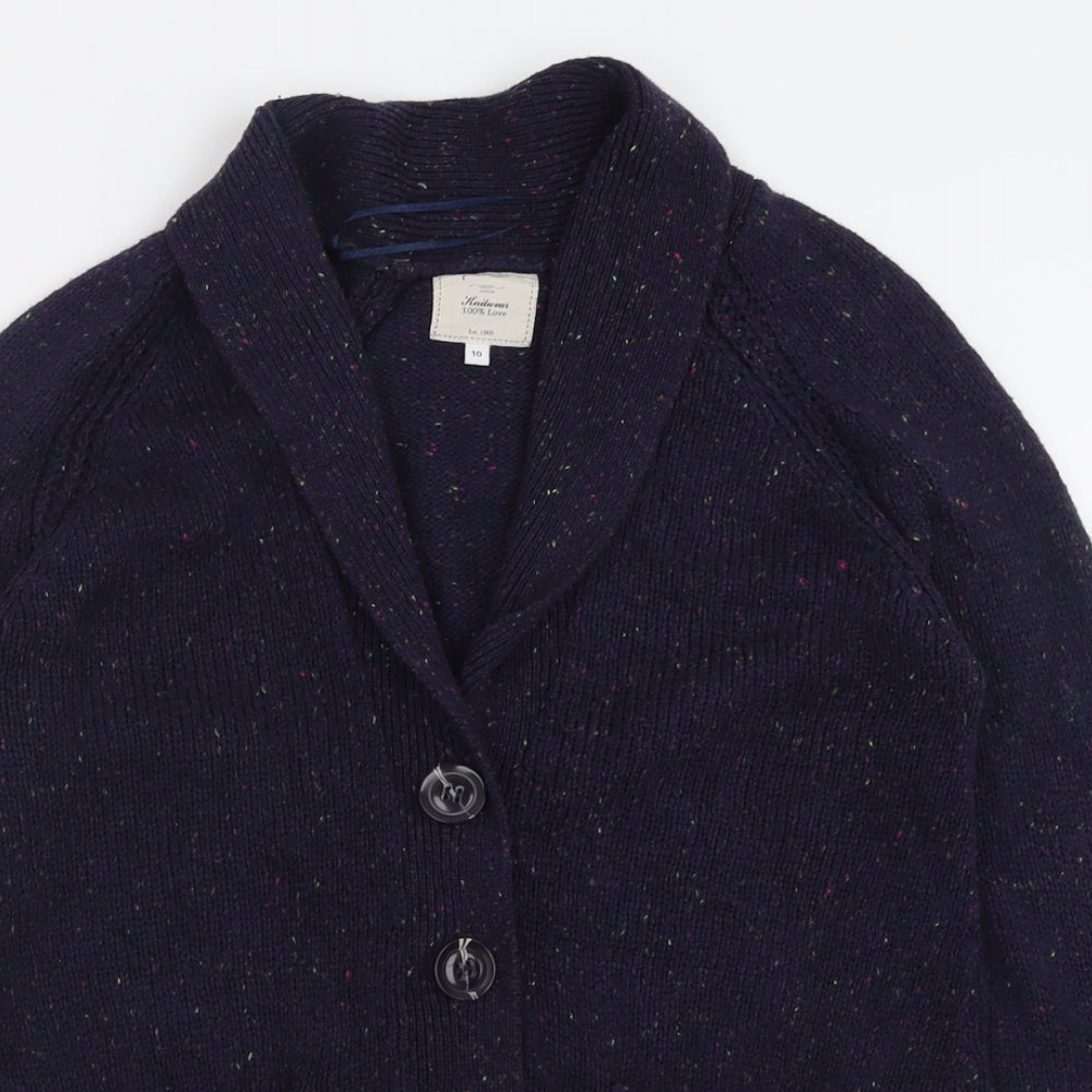 New Look Womens Blue V-Neck  Acrylic Cardigan Jumper Size 10   - Flecked