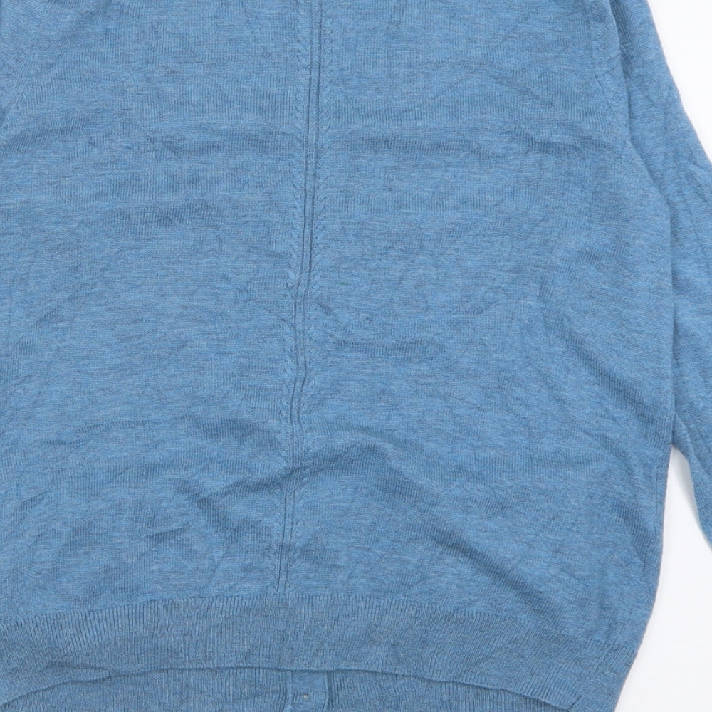 Fat Face Womens Blue V-Neck  Polyester Cardigan Jumper Size 14