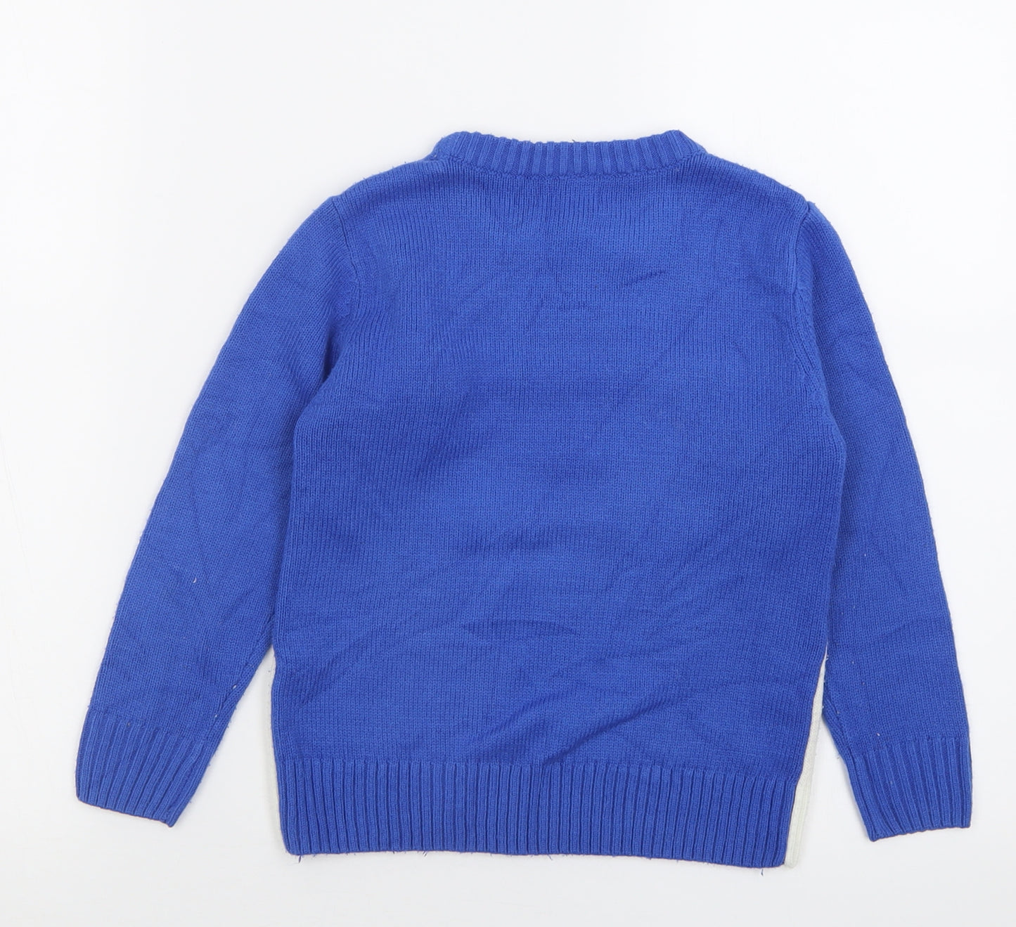 M&Co Boys Blue Crew Neck Geometric Acrylic Pullover Jumper Size 5-6 Years  Pullover - Christmas  Jumper
