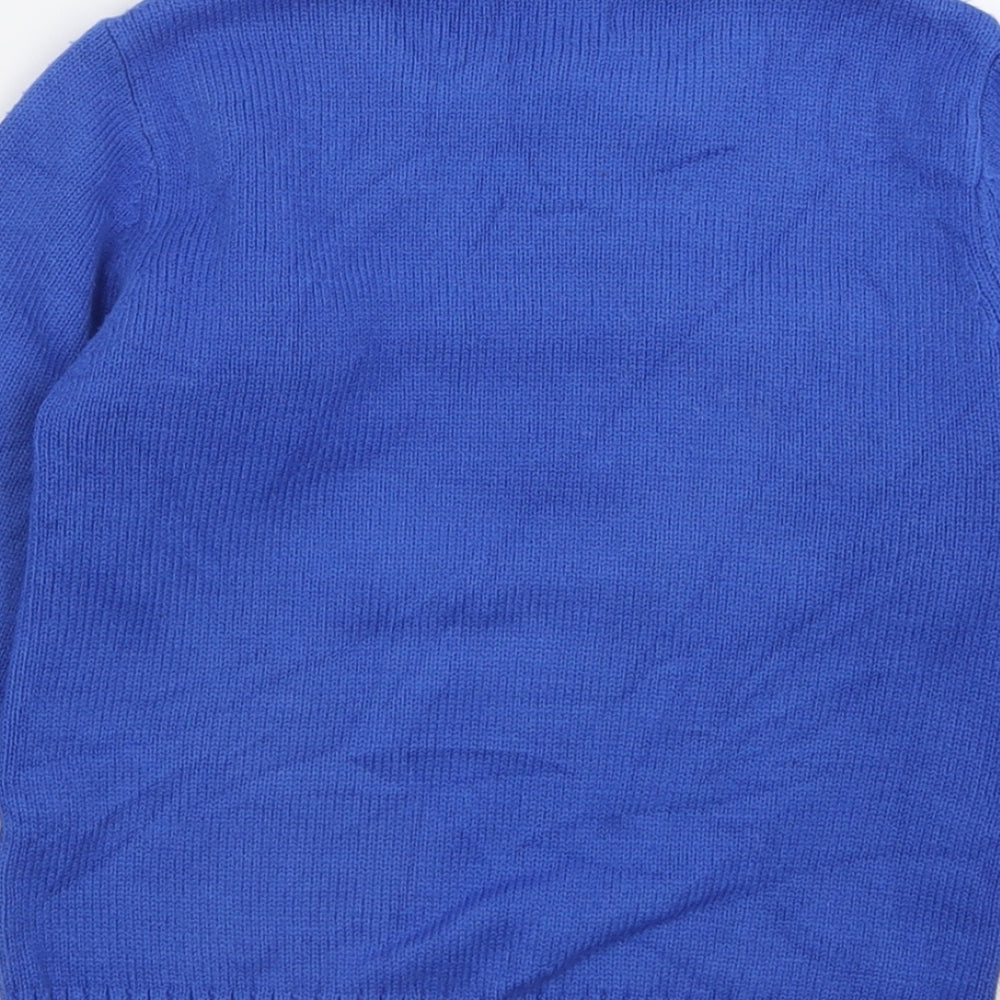 M&Co Boys Blue Crew Neck Geometric Acrylic Pullover Jumper Size 5-6 Years  Pullover - Christmas  Jumper