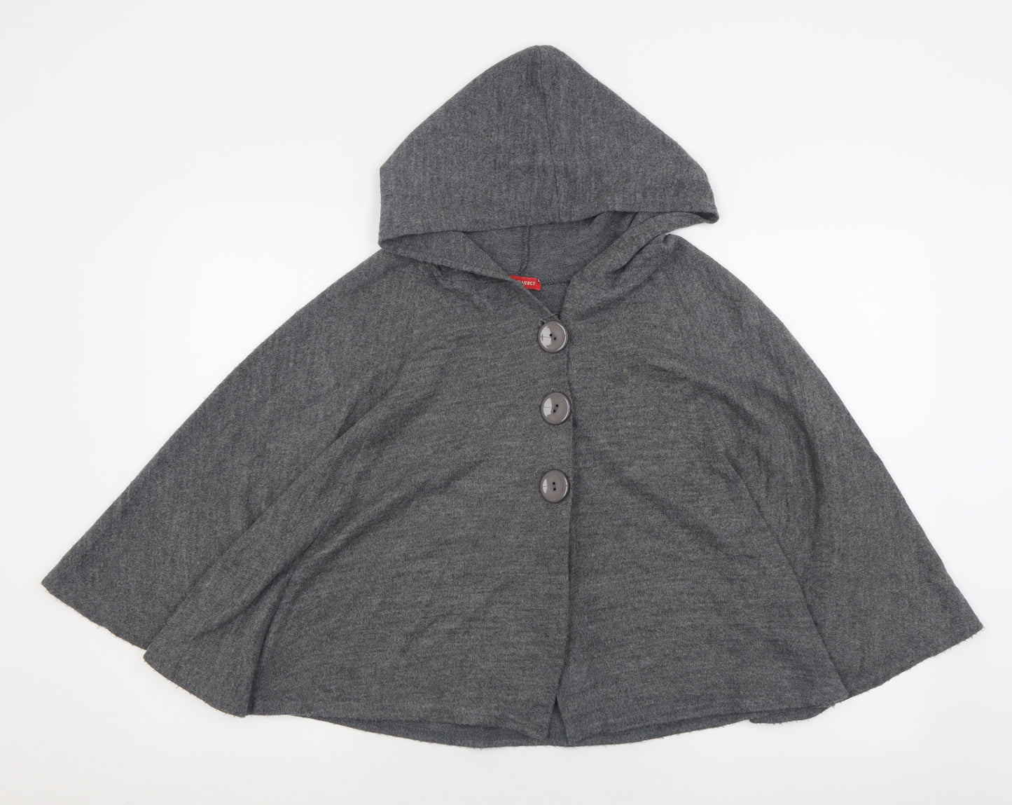 Influence Womens Grey Crew Neck  Acrylic Cape Jumper Size S