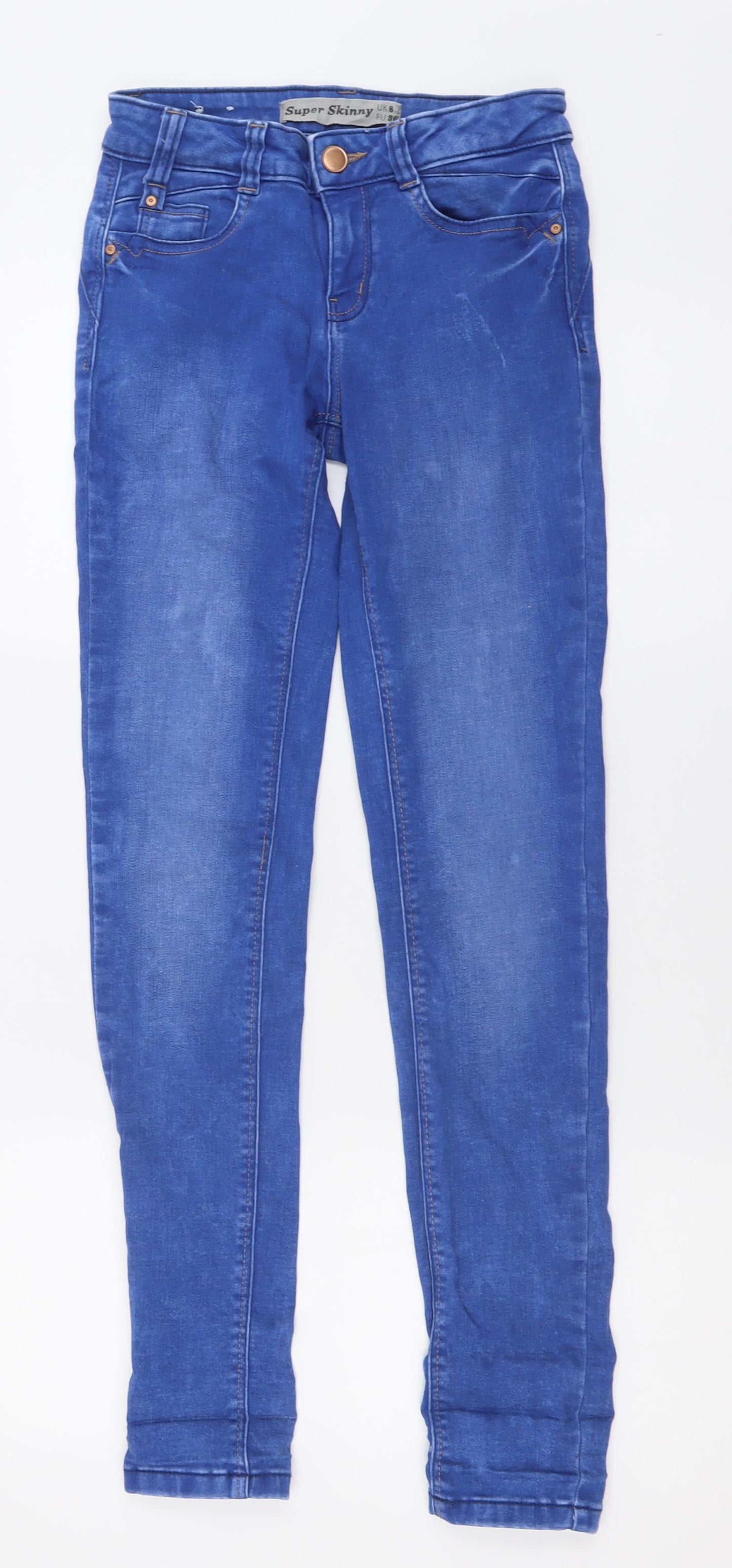 New Look Womens Blue  Cotton Skinny Jeans Size 8 L32 in Regular Button