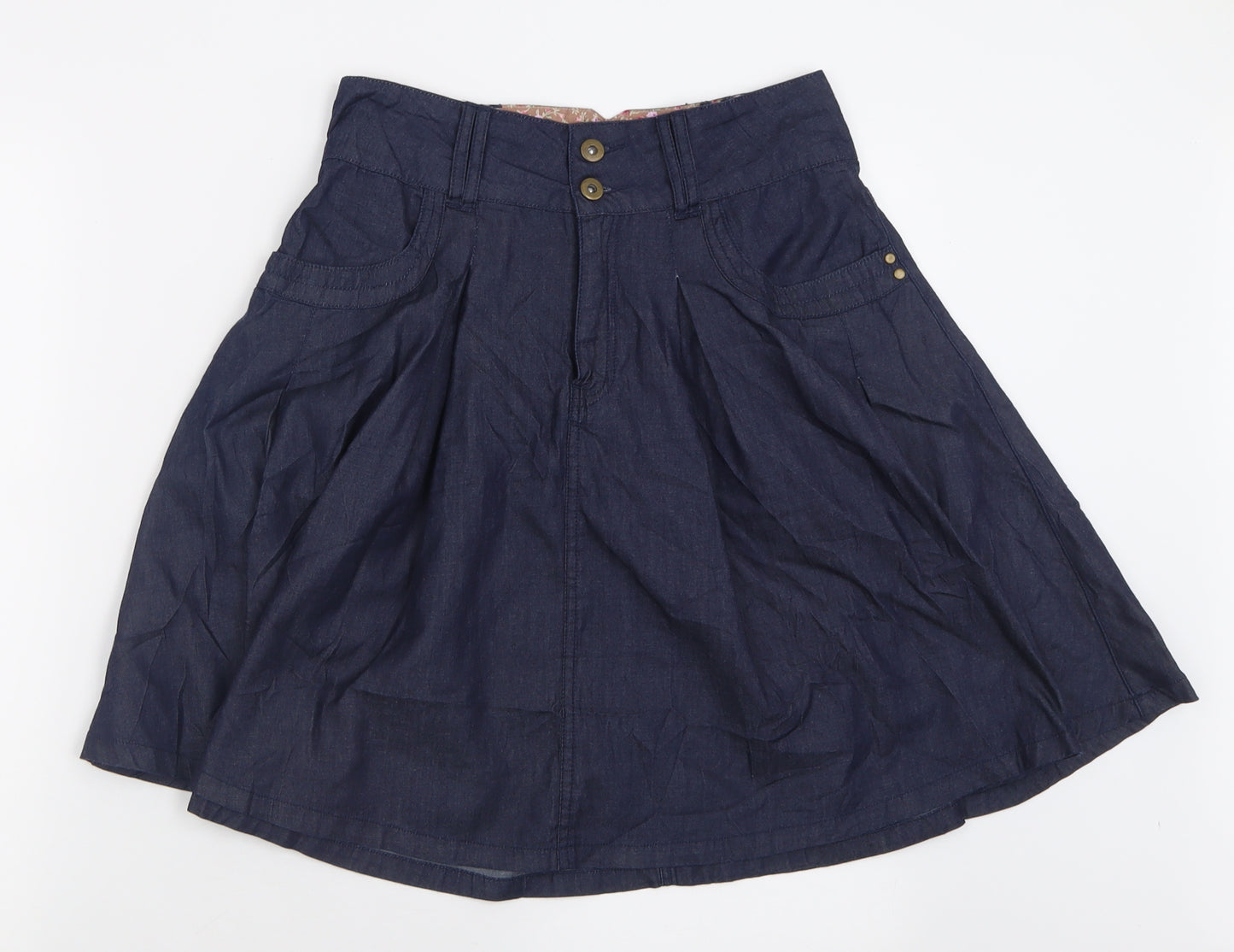 Pepperberry Womens Blue  Cotton A-Line Skirt Size 8   Button
