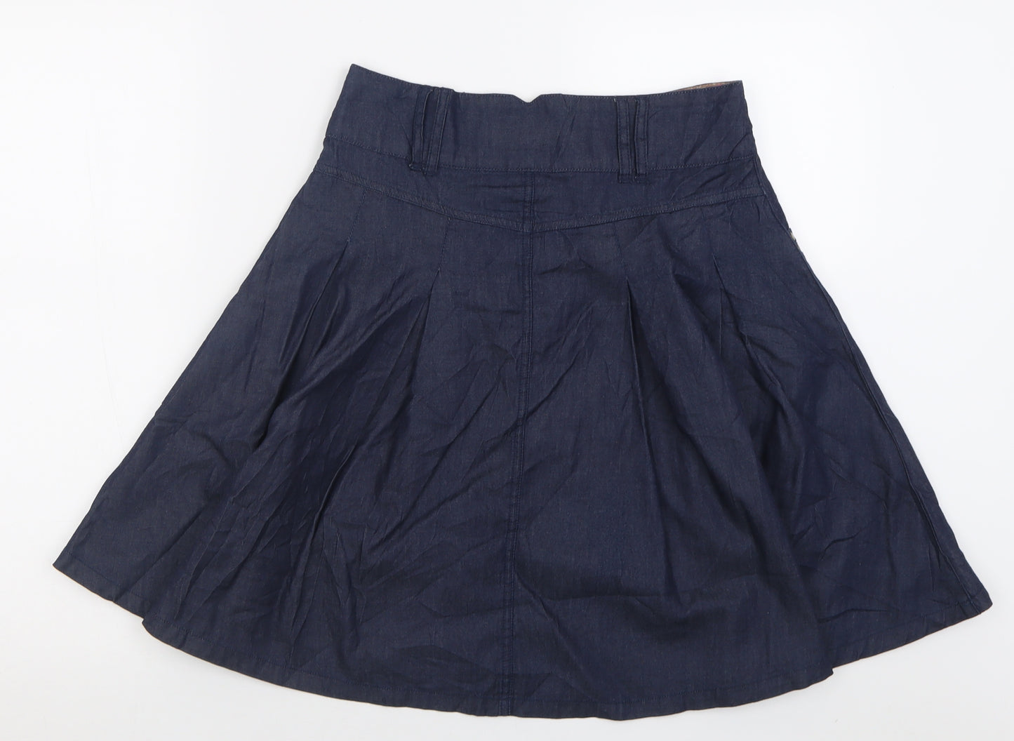 Pepperberry Womens Blue  Cotton A-Line Skirt Size 8   Button