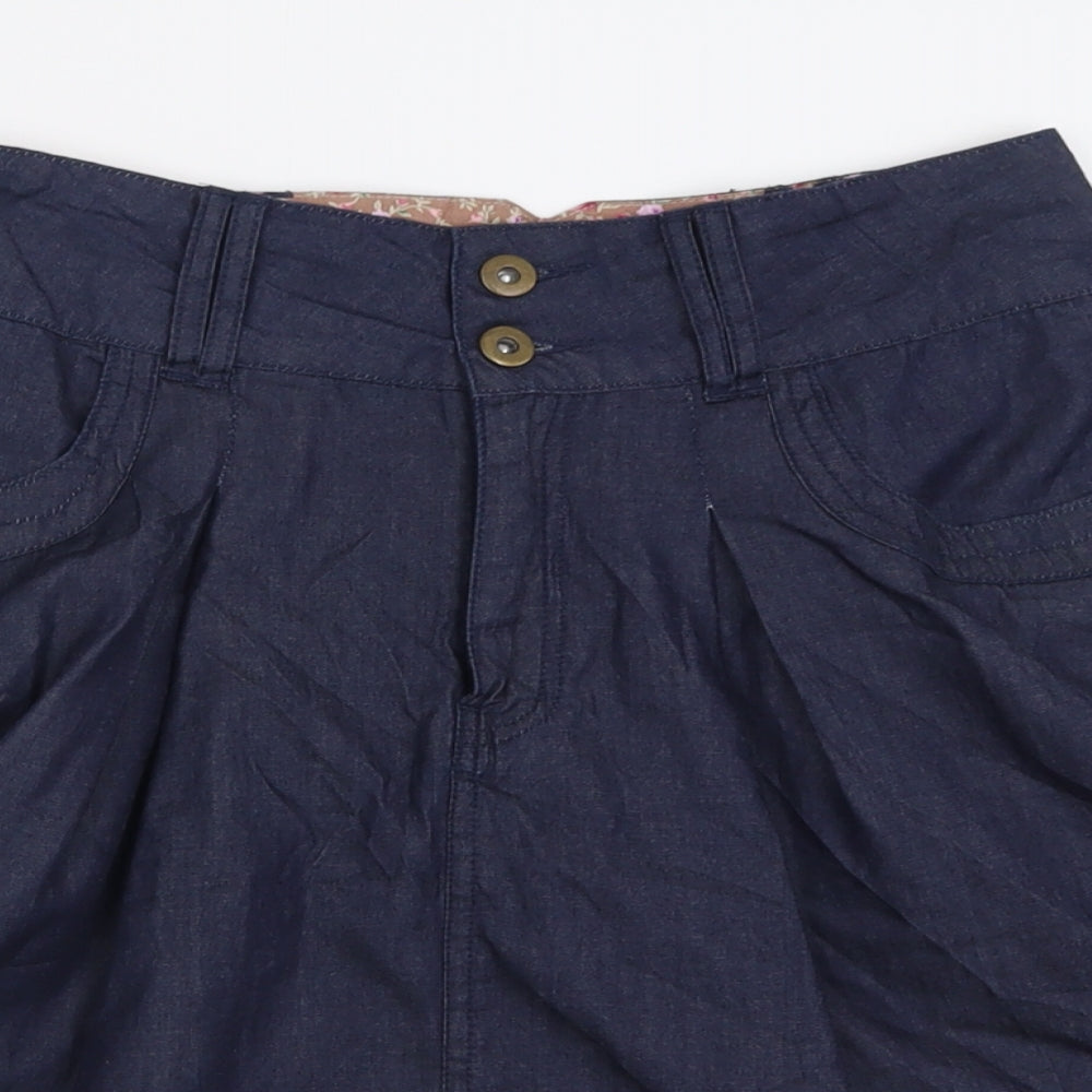 Pepperberry Womens Blue  Cotton A-Line Skirt Size 8   Button