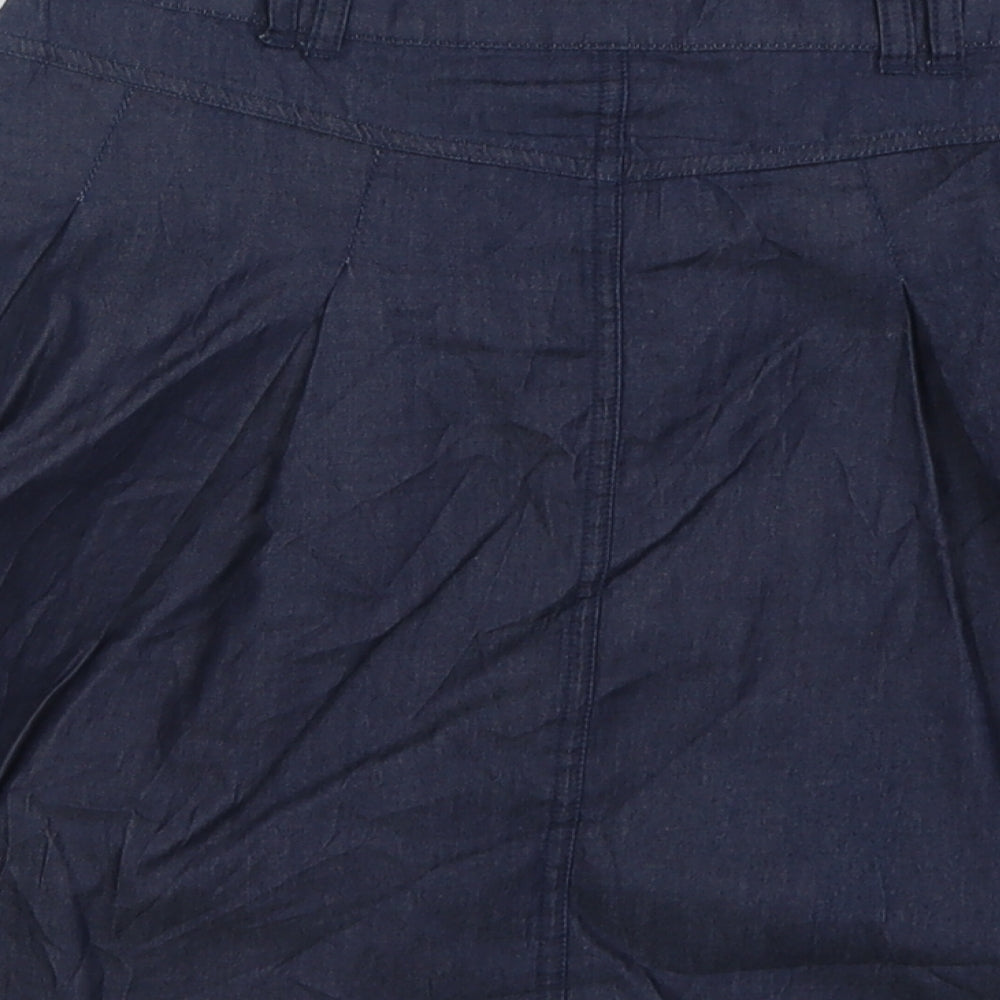Pepperberry Womens Blue  Cotton A-Line Skirt Size 8   Button