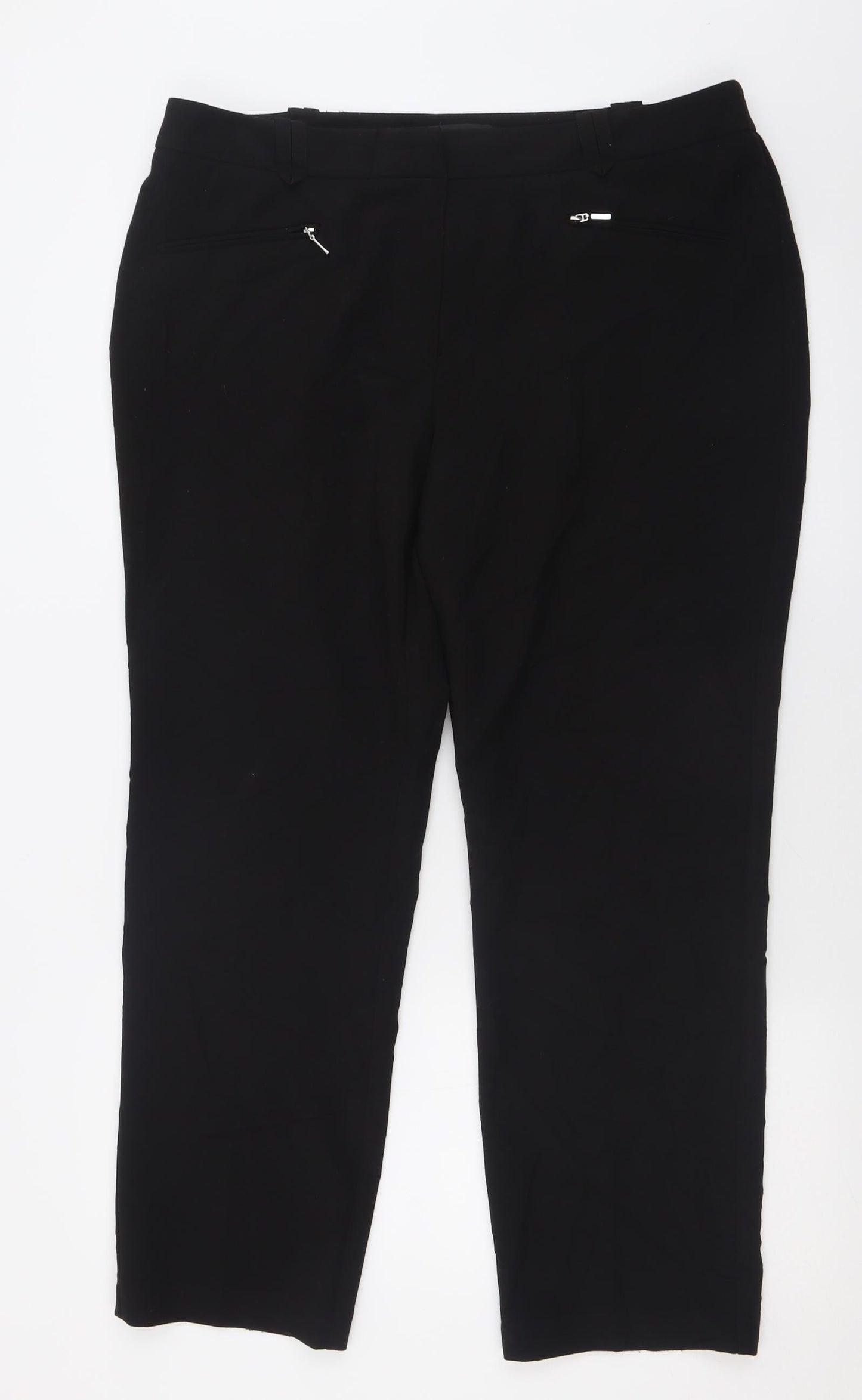 Debenhams Womens Black  Polyester Trousers  Size 16 L28 in Regular Hook & Eye