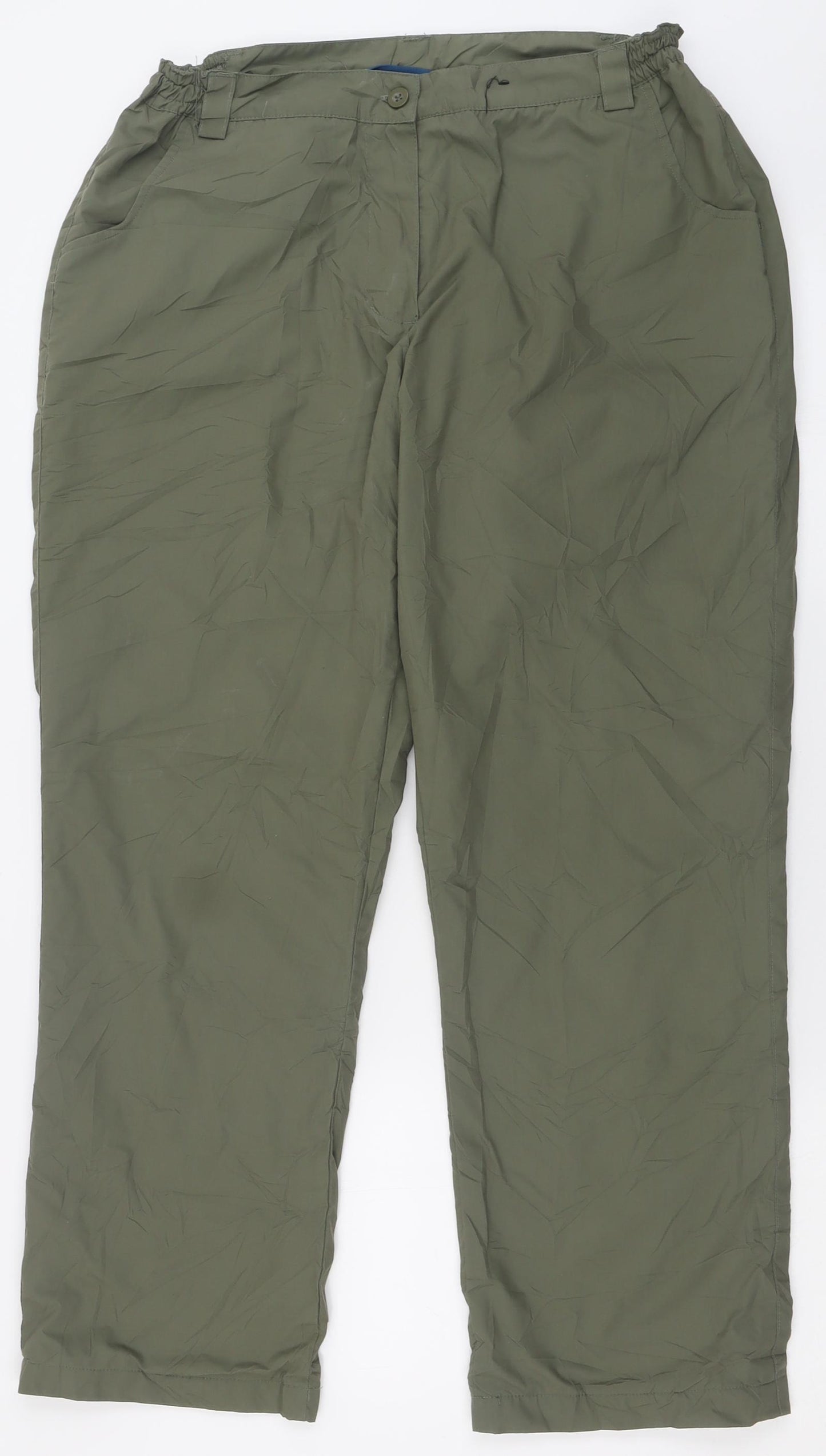 Mountain Warehouse Womens Green  Polyester Trousers  Size 12 L29 in Regular Button