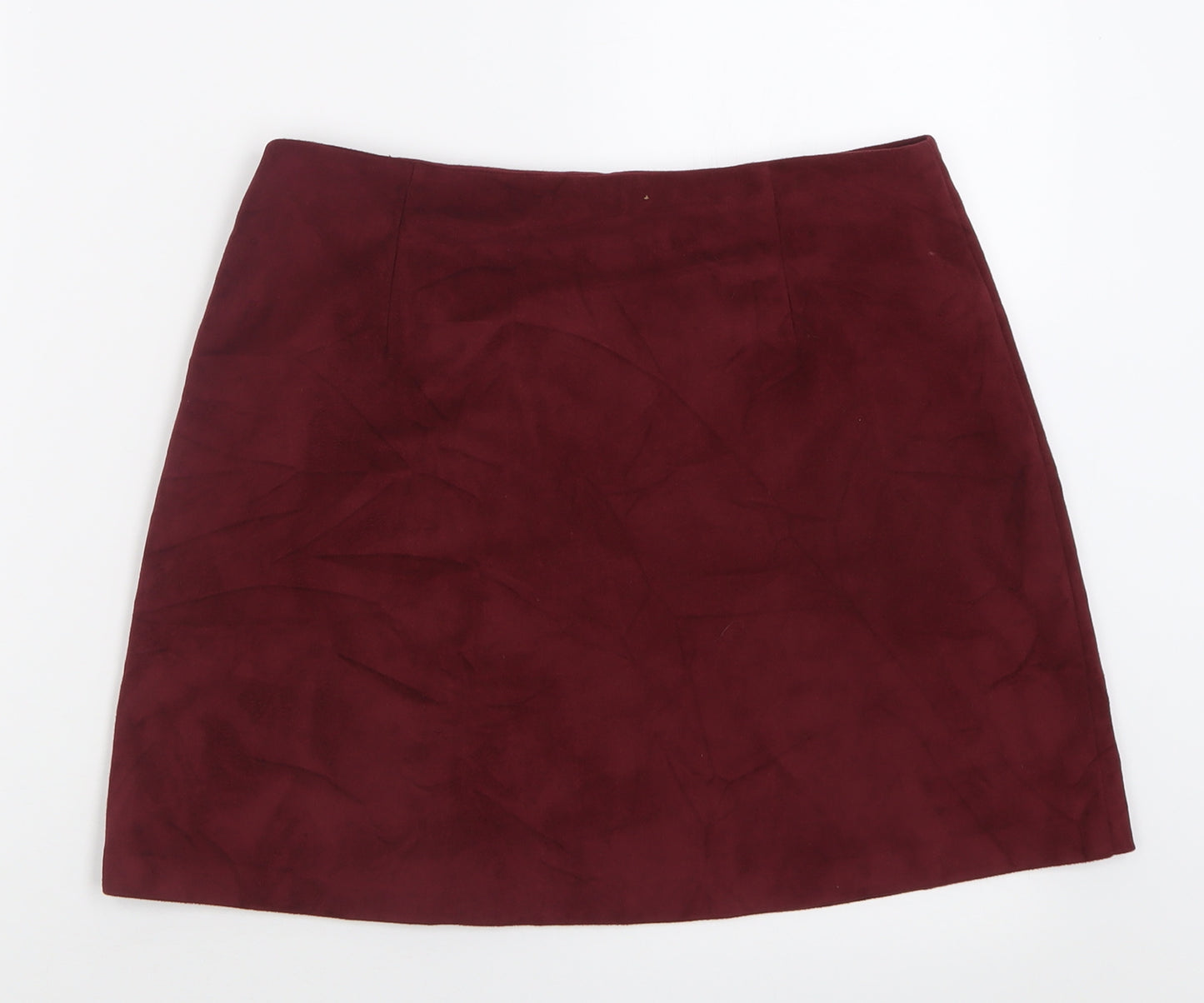 Primark Womens Red  Polyester A-Line Skirt Size 12   Button
