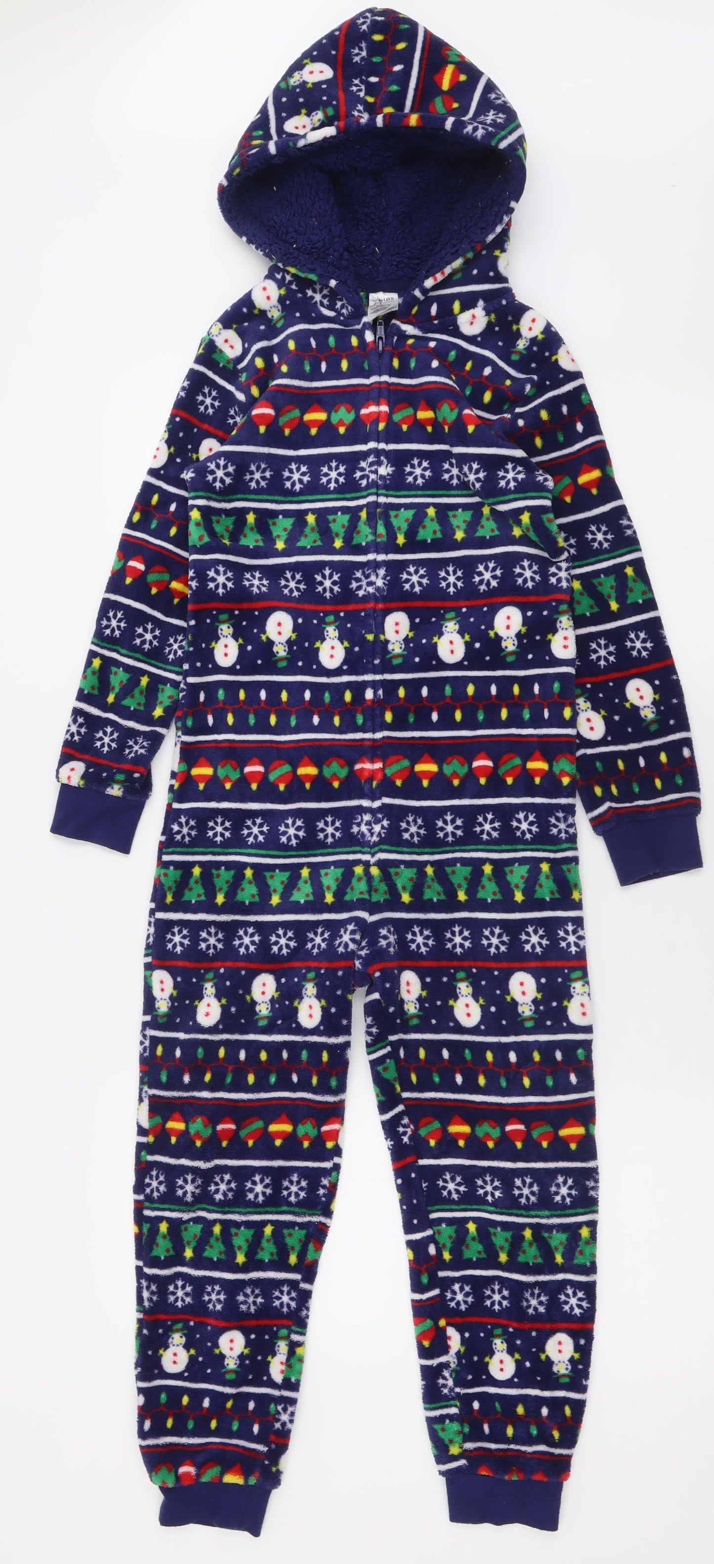 Peacocks Boys Blue Geometric Polyester  One Piece Size 8-9 Years  Zip - Christmas