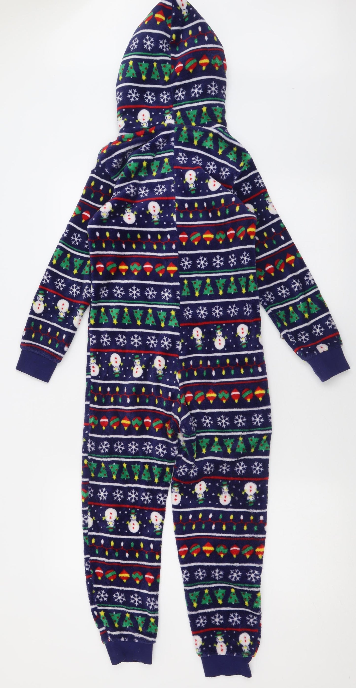Peacocks Boys Blue Geometric Polyester  One Piece Size 8-9 Years  Zip - Christmas