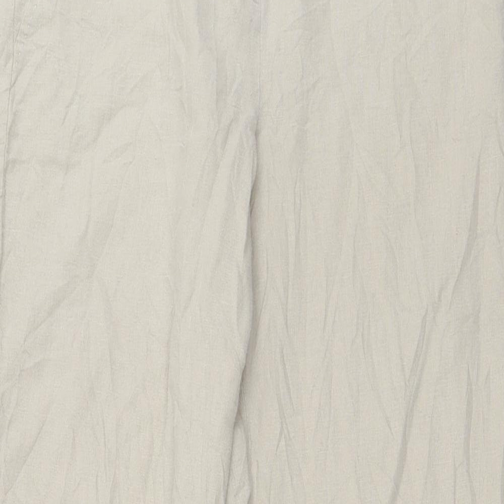 Marks and Spencer Womens Beige  Linen Trousers  Size 12 L30 in Regular Hook & Eye