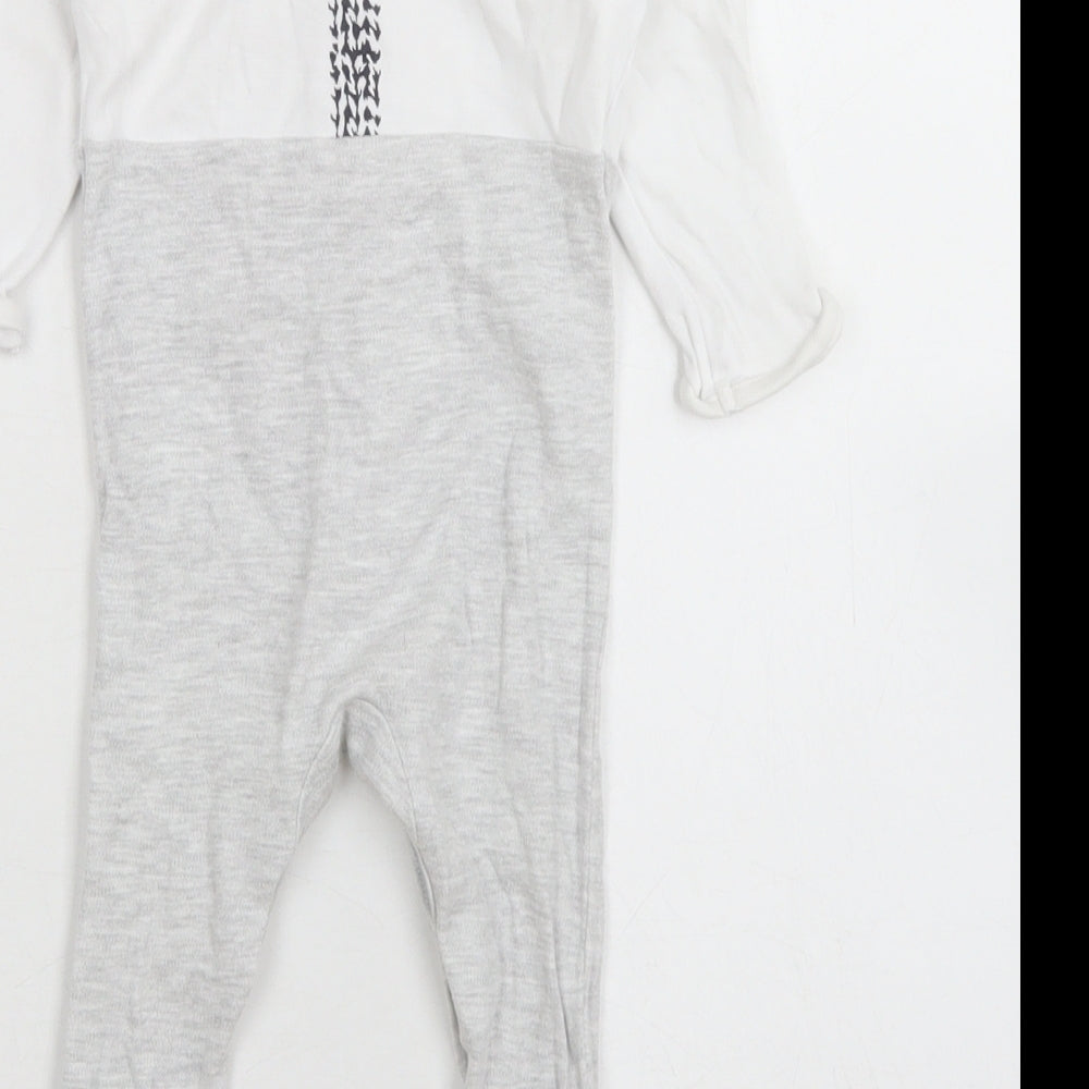 Fred & Flo Boys Grey Colourblock Cotton Babygrow One-Piece Size 0-3 Months  Snap