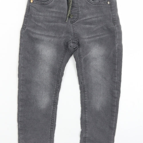 NEXT Boys Grey  Cotton Skinny Jeans Size 3-4 Years  Regular Drawstring