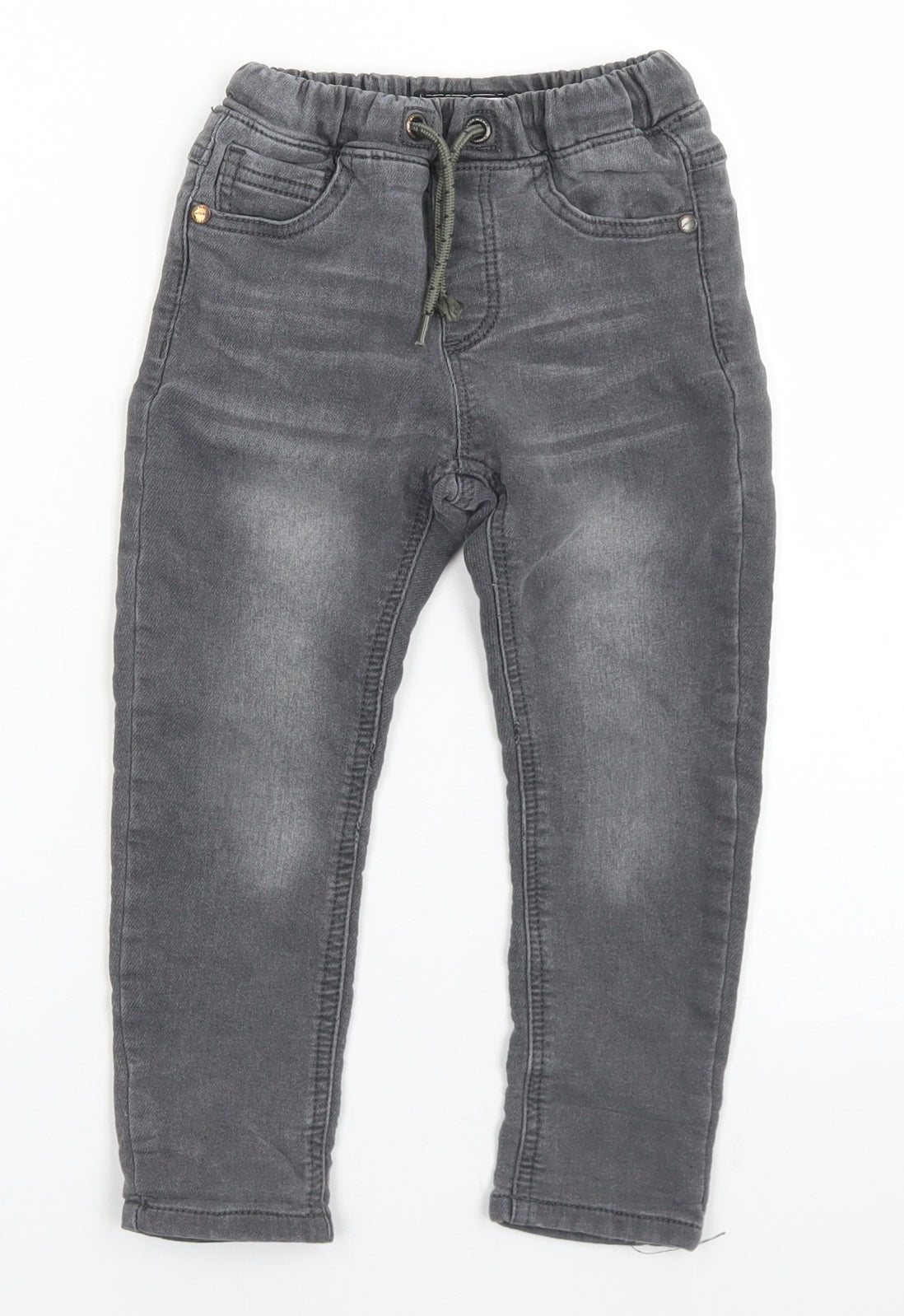 NEXT Boys Grey  Cotton Skinny Jeans Size 3-4 Years  Regular Drawstring