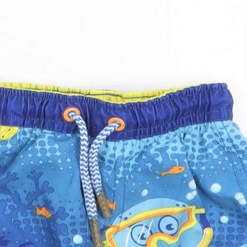F&F Boys Blue  Polyester Cropped Trousers Size 6-9 Months  Drawstring - Ocean Print Board shorts
