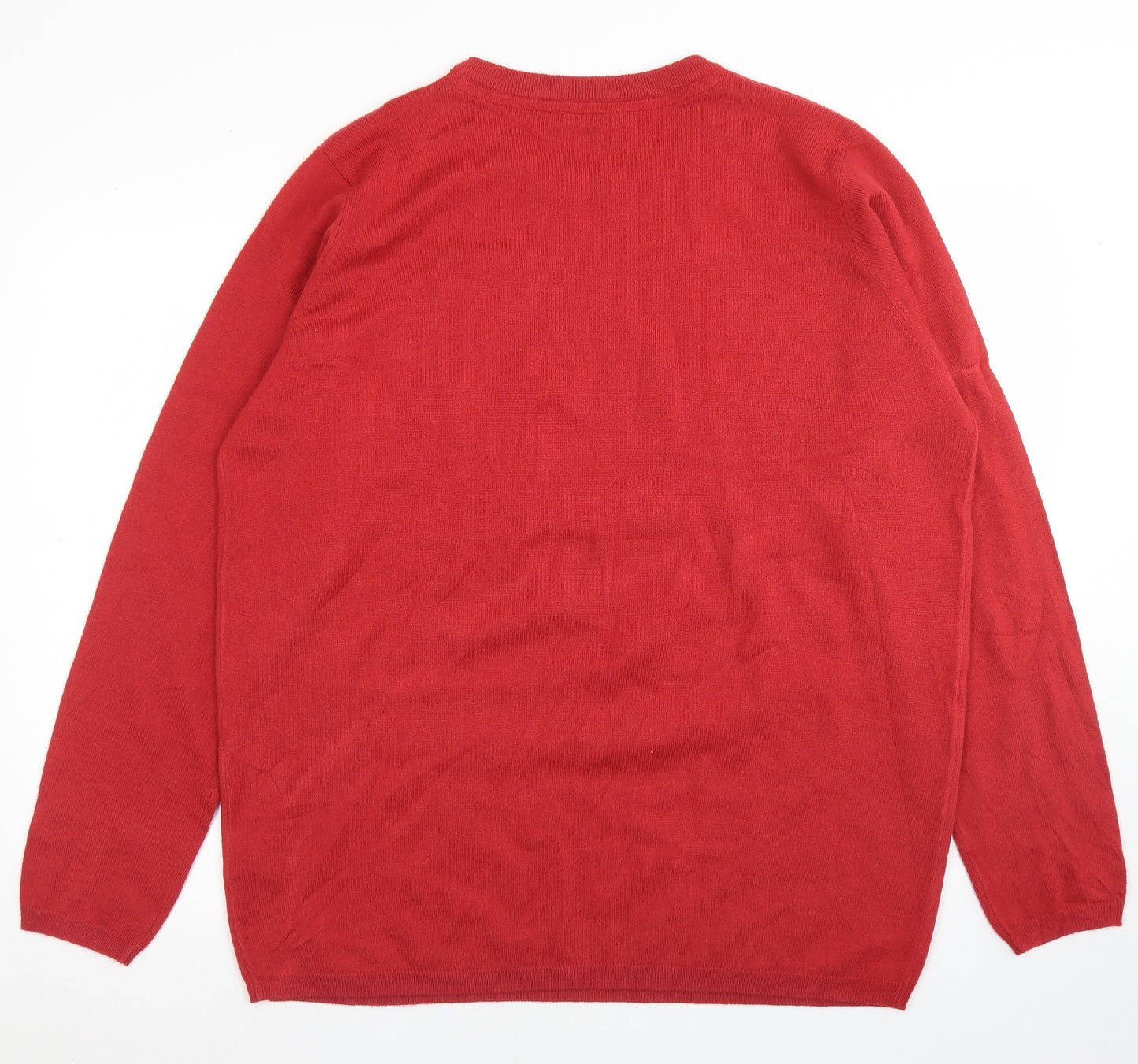 Livergy Mens Red Crew Neck  Acrylic Pullover Jumper Size XL   - Snowman Christmas
