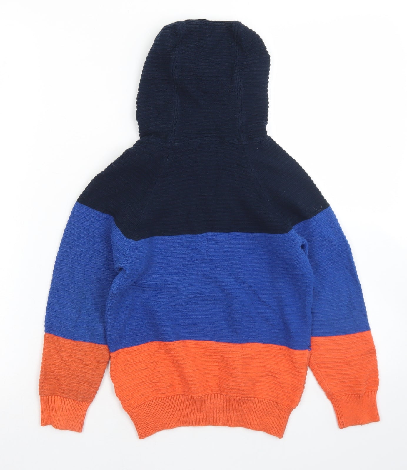 NEXT Boys Blue Colourblock Cotton Pullover Hoodie Size 5-6 Years