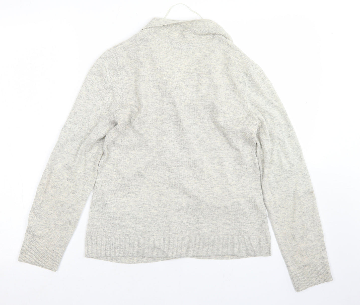 John Lewis Womens Grey Collared  Nylon Cardigan Jumper Size 10