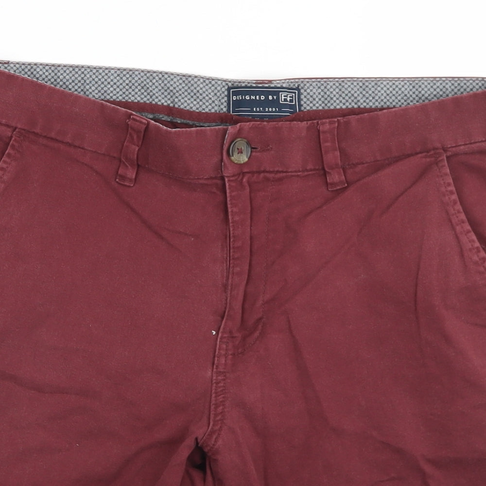 F&F Mens Red  Cotton Chino Shorts Size 34 in L9 in Regular Button
