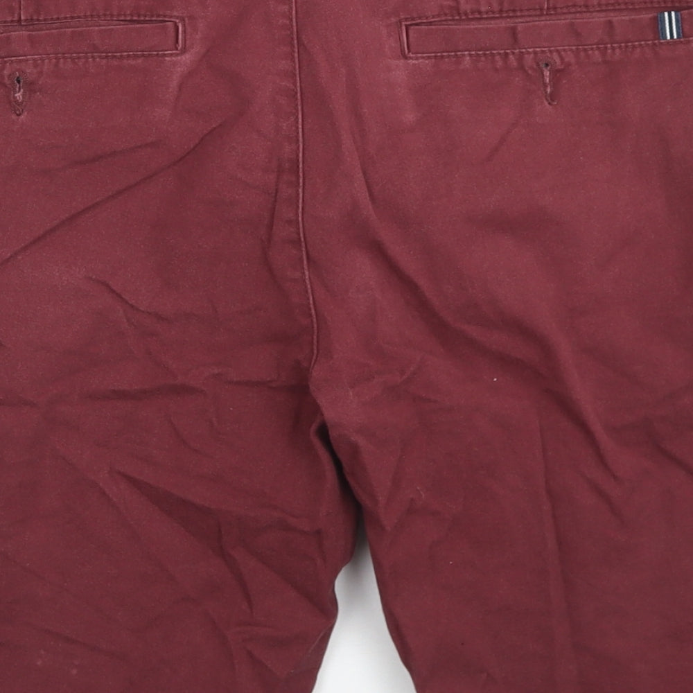 F&F Mens Red  Cotton Chino Shorts Size 34 in L9 in Regular Button