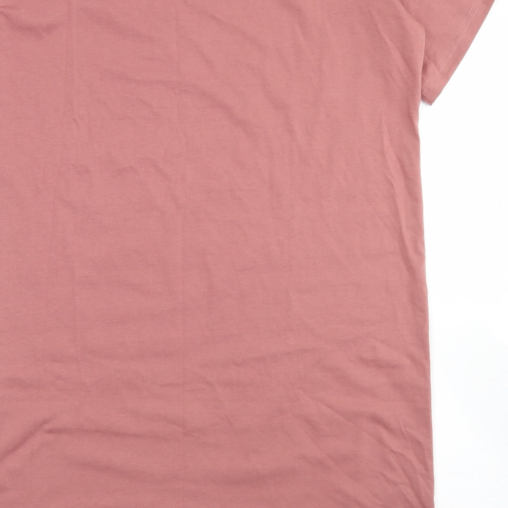SheIn Womens Pink  Cotton T-Shirt Dress  Size L  Crew Neck  - Distressed